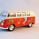 1963 VOLKSWAGEN T1 MINIBUS ORANGE/WHITE WELLY 1/38 DIECAST COLLECTOR'S CAR MODEL
