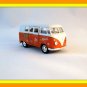 1963 VOLKSWAGEN T1 MINIBUS ORANGE/WHITE WELLY 1/38 DIECAST COLLECTOR'S CAR MODEL