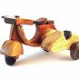 HAND CRAFTED HIGH QUALITY WOOD ART SCULPTURE MODEL,MOTORCYCLE WITH SIDE CAR