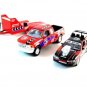 SET*2 CAR MODELS+TRAILER,FORD F-150/FORD MUSTANG RED/BLACK REALTOY