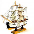 ENDEAVOUR SAILBOAT WHITE/ORANGE WOOD SAILBOAT, COLLECTOR'S MODEL