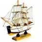 ENDEAVOUR SAILBOAT WHITE/ORANGE WOOD SAILBOAT, COLLECTOR'S MODEL
