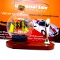LITTLE SAILING BOAT IN A GLASS BALL ON WOOD PEN STAND,WOODEN NAUTICAL MODEL