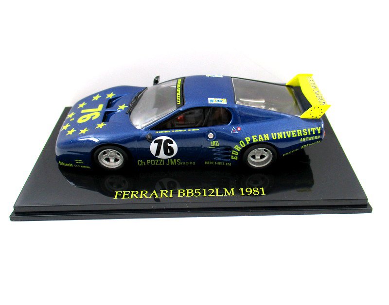FERRARI BB512LM #76 24h LeMans YEAR 1981 + SHOWCASE, BLUE ALTAYA SCALE 1:43