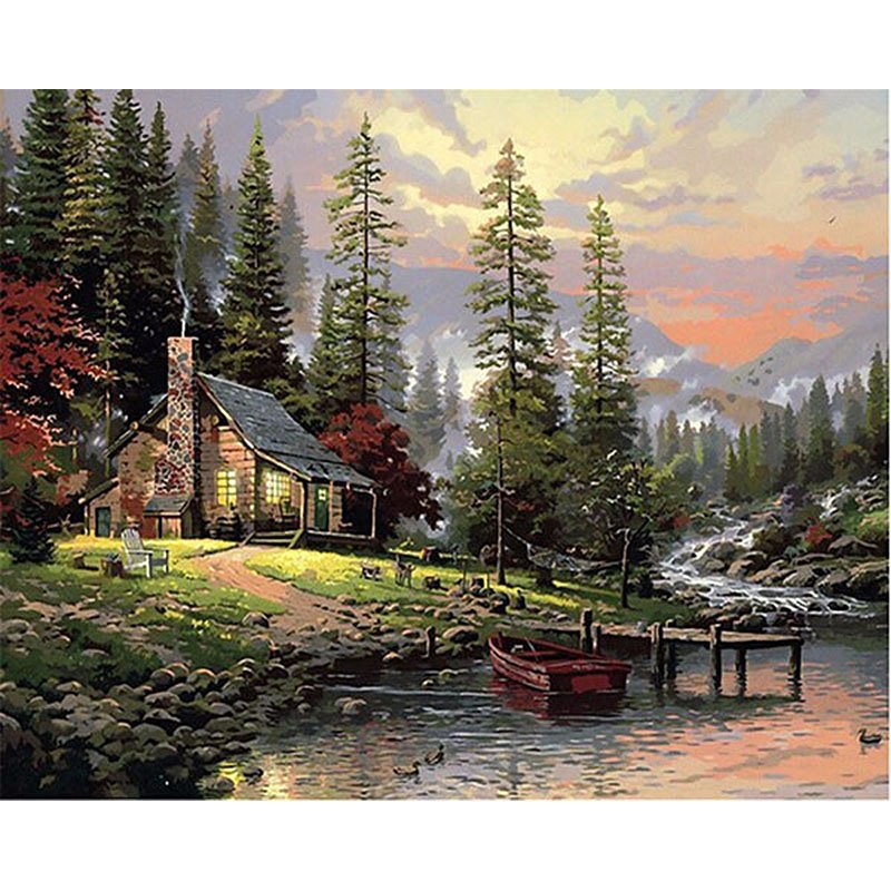 House near the river DIY Acrylic Paint by Numbers kit