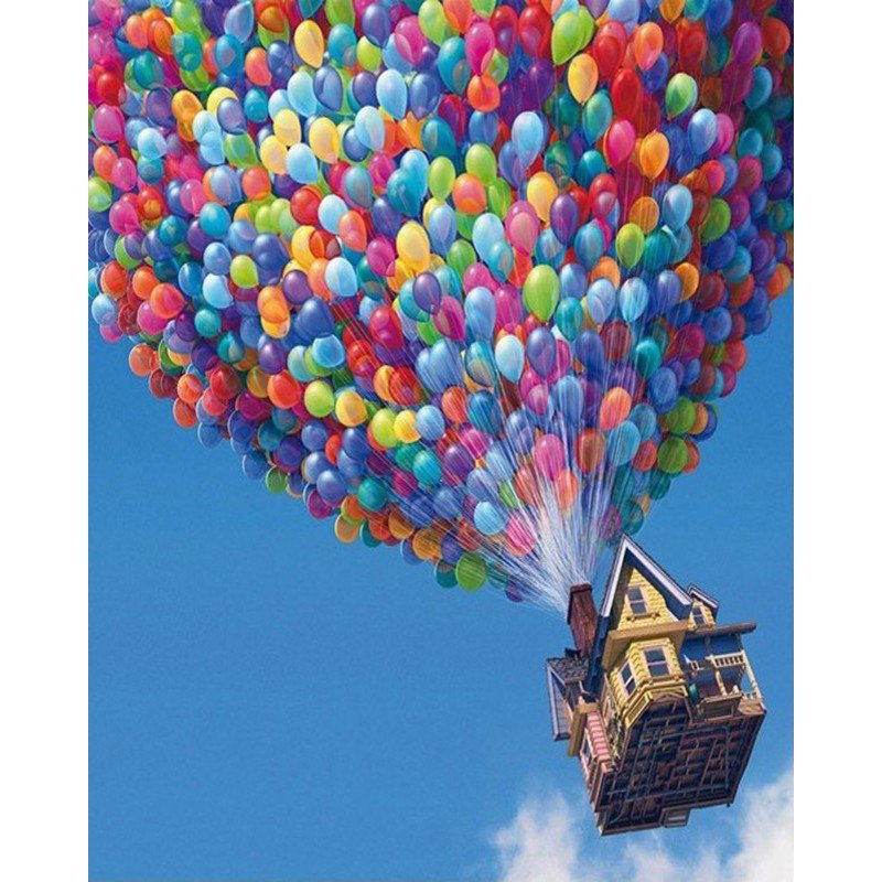 House with baloons DIY Acrylic Paint by Numbers kit