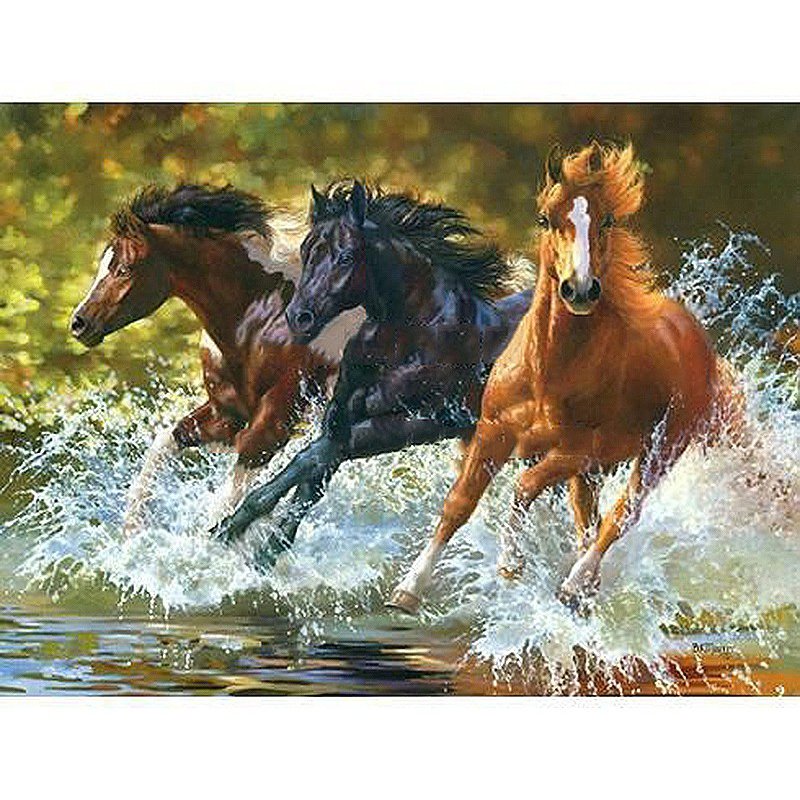 Three horses in the water DIY Acrylic Paint by Numbers kit
