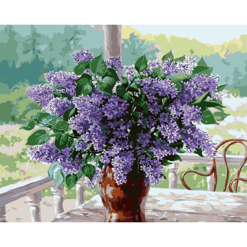 lilac in vase DIY Acrylic Paint by Numbers kit