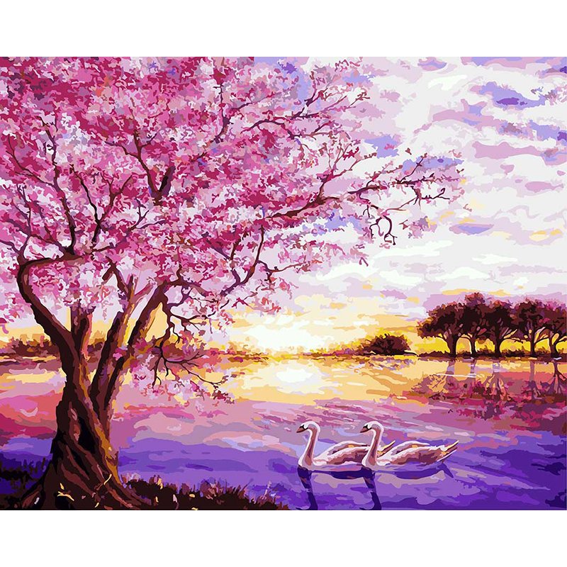 Swans at sunset DIY Acrylic - NOT AVAILABLE AT THE MOMETN
