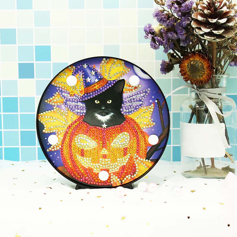 Halloween Kitty Paint by Diamond DIY LED Lamp Kit
