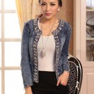Small Denim Jackets Outerwear Coats Classical Rhinestone Sequins Small Denim Jackets Outerwear Coats Classical Rhinestone Sequins