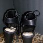 Comfortable Black Square Heel Suede- leather Mix- 6.5