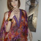 Women's Cover up-Sheer Floral Sequin Print Bat Wing Top- Beach Top Women's Cover up-Sheer Floral Sequin Print Bat Wing Top- Beach Top