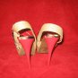 Chunky Heel Stilletto Satin Flower Print- Red Sz 8.5M