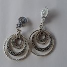 Triple Hoop Silver Tone Alloy Clip On " Earrings NWT