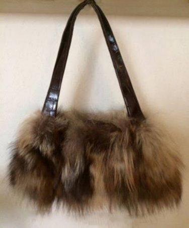 Women's Designer Paola Masi Fur Tote Purse Bag Small . NWT