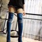 Over The Knee- Dark Bkue Denim- Open Toe Boot- NICE