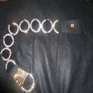 Womens Wide Elegant Rhinestone Gold Trim Belts with Stretch- Hoop Links Womens Wide Elegant Rhinestone Gold Trim Belts with Stretch- Hoop Links