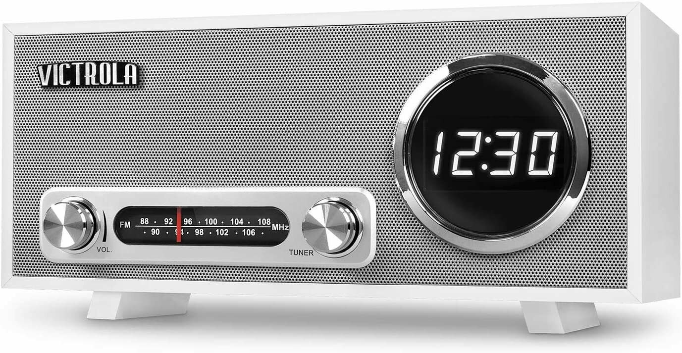 Victrola Retro Bluetooth Digital Clock Stereo with FM Radio w/USB