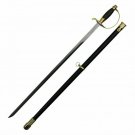 38" German Replica Cavalry Sword With Gold Handle w/Black Scabbard