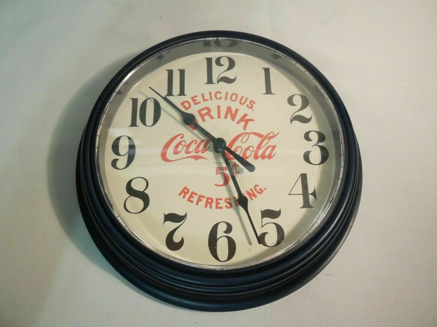 Vintage Coca Cola Wall Clock Sterling & Noble 9" Diameter Made in USA 5