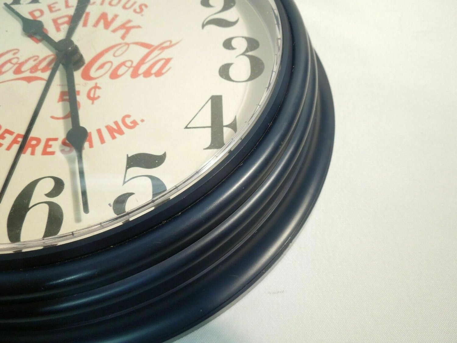 Vintage Coca Cola Wall Clock Sterling & Noble 9" Diameter Made in USA 5