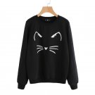 Cartoon Cat Print Sweatshirt Long Sleeve