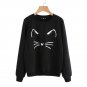 Cartoon Cat Print Sweatshirt Long Sleeve