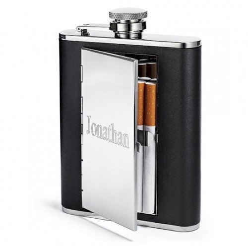 Free Personalized 6 oz Cigarette Case Hip Flask