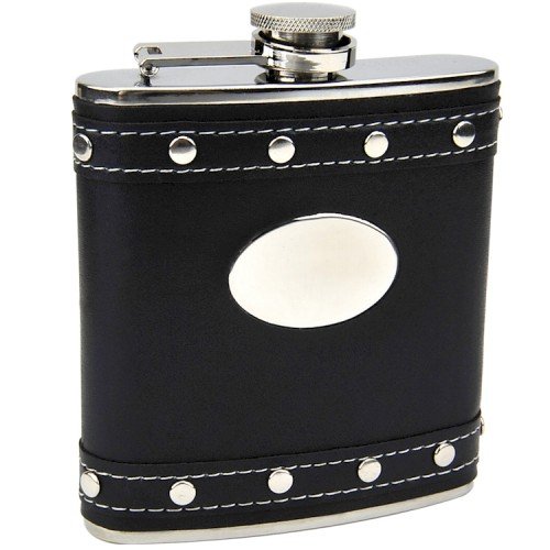 Black Faux Leather  with Silver Studs Free Personalization