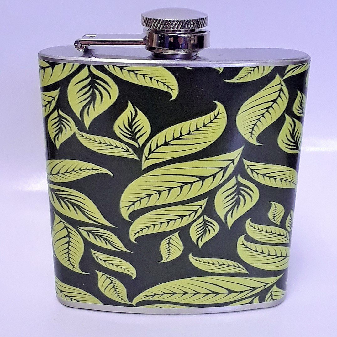 6 oz Leaves Pattern Hip Flask