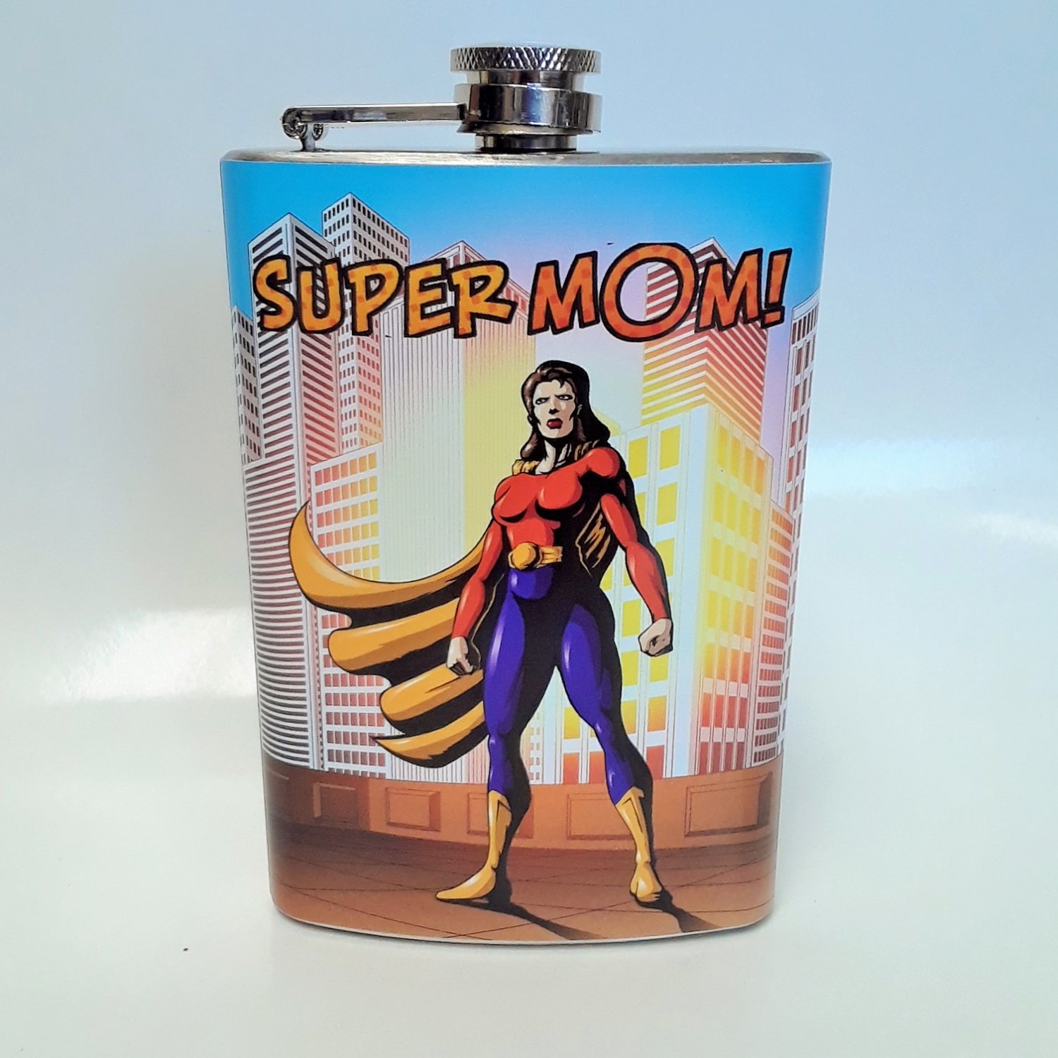 Bold Female Superhero Flask 8 oz