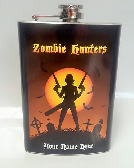 Personalized Zombie Hunter Flask- 8 oz