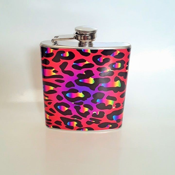 6 oz Psychedelic Leopard Print Hip Flask