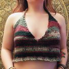 Multicolored handknit halter crop top