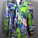 DANDY BY RANDI M Bright Colorful Long Sleeve Geometric Jacket Lime Green Pink 6