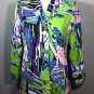 DANDY BY RANDI M Bright Colorful Long Sleeve Geometric Jacket Lime Green Pink 6