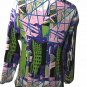 DANDY BY RANDI M Bright Colorful Long Sleeve Geometric Jacket Lime Green Pink 6