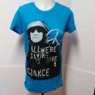 Womens Fitted John Lennon T-shirt Give Peace a Chance Size Large Zion Rootswear
