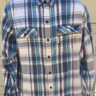 Columbia Mens Blue White Plaid Button Up Shirt 2 Front Pockets Size Large Cotton
