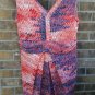 Vera Wang Women's Peach Purple Dress Size Large Pleated Front and Back Split Top