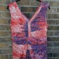 Vera Wang Women's Peach Purple Dress Size Large Pleated Front and Back Split Top