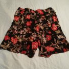 Panther Woman Size 20W Black Red Shorts Floral Rayon Made in USA Elastic Waist