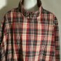 Mens Eddie Bauer Zip Up Jacket Size XL Red Khaki Plaid Casual Lightweight Cotton
