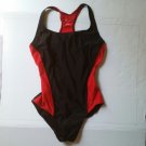 Womens Speedo Swimsuit Black Red Racerback Sz 8 One Piece Lifeguard Competition