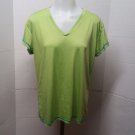 Bally Total Fitness Lime Green Womens Performance Tee Size XL Dry Wik Shirt Top