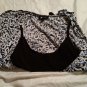 AB Studio Top Womens Size M Blue Black White Wrap Floral 3/4 Sleeve Layered Look