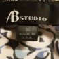 AB Studio Top Womens Size M Blue Black White Wrap Floral 3/4 Sleeve Layered Look
