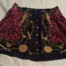 Juniors Skirt Forever 21 Purple Blue Gold Chain Pink Animal Print Large 90s Girl