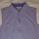 Christopher & Banks Purple Gingham Shirt Top Vest Sleeveless Zip Womens Size Med